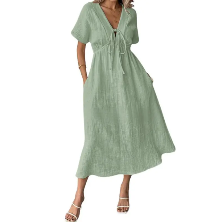 Breeanne™ | Relaxte maxi jurk met V-hals