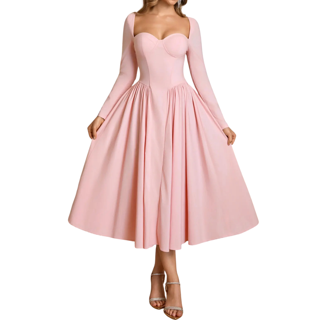 Nicolette™ | Sexy open-back pleated midi jurk