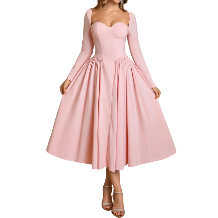 Nicolette™ | Sexy open-back pleated midi jurk