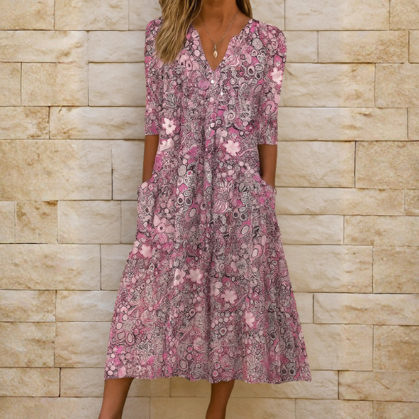 Romi | Elegante midi jurk met print