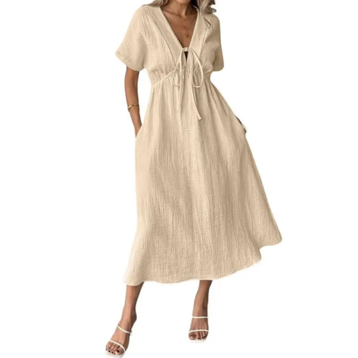 Breeanne™ | Relaxte maxi jurk met V-hals