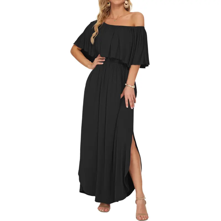 Florentine™ | Bloemen off-shoulder ruffle maxi jurk