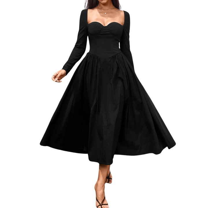 Nicolette™ | Sexy open-back pleated midi jurk
