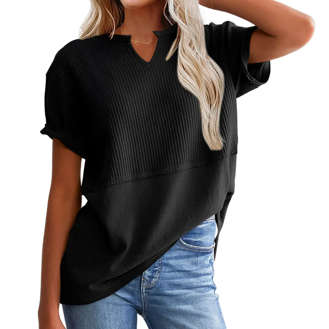 Gracie™ | Cozy waffle knit top met V-hals