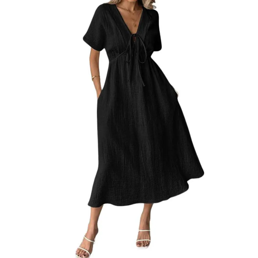 Breeanne™ | Relaxte maxi jurk met V-hals