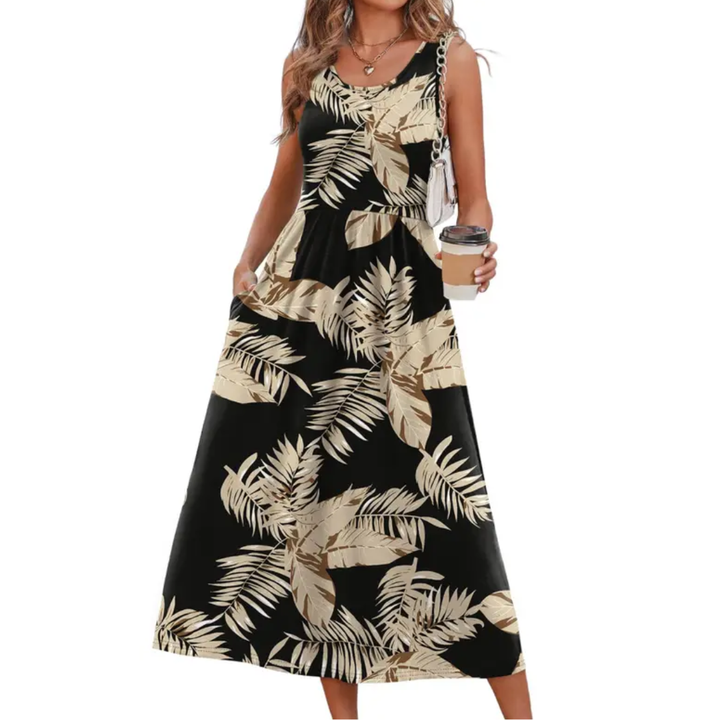 Temperance™ | Boho halter neck soepel vallende midi jurk