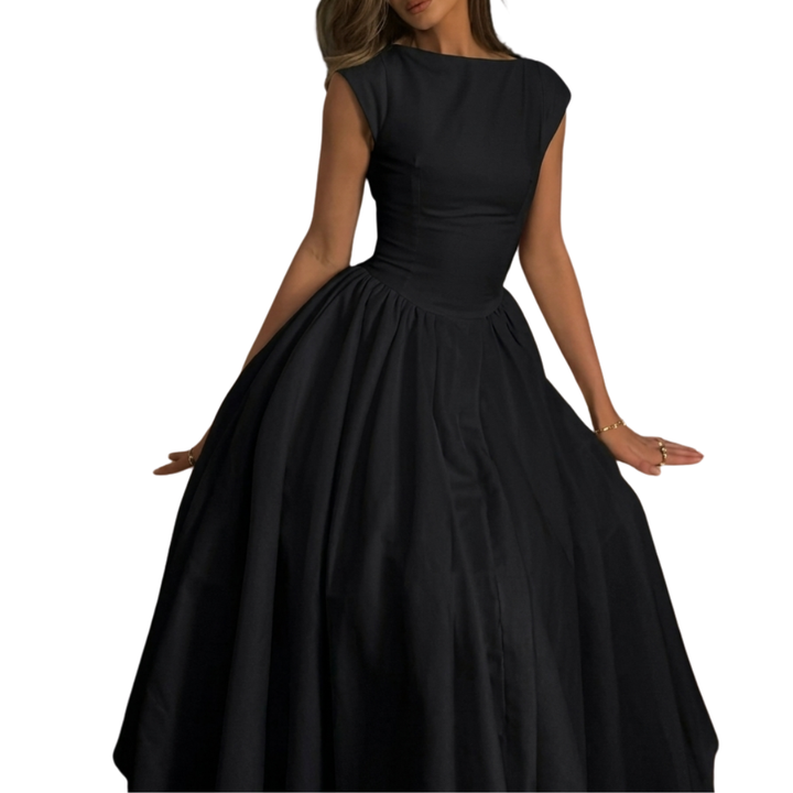 Clarissa™ | Chique bardot backless maxi jurk