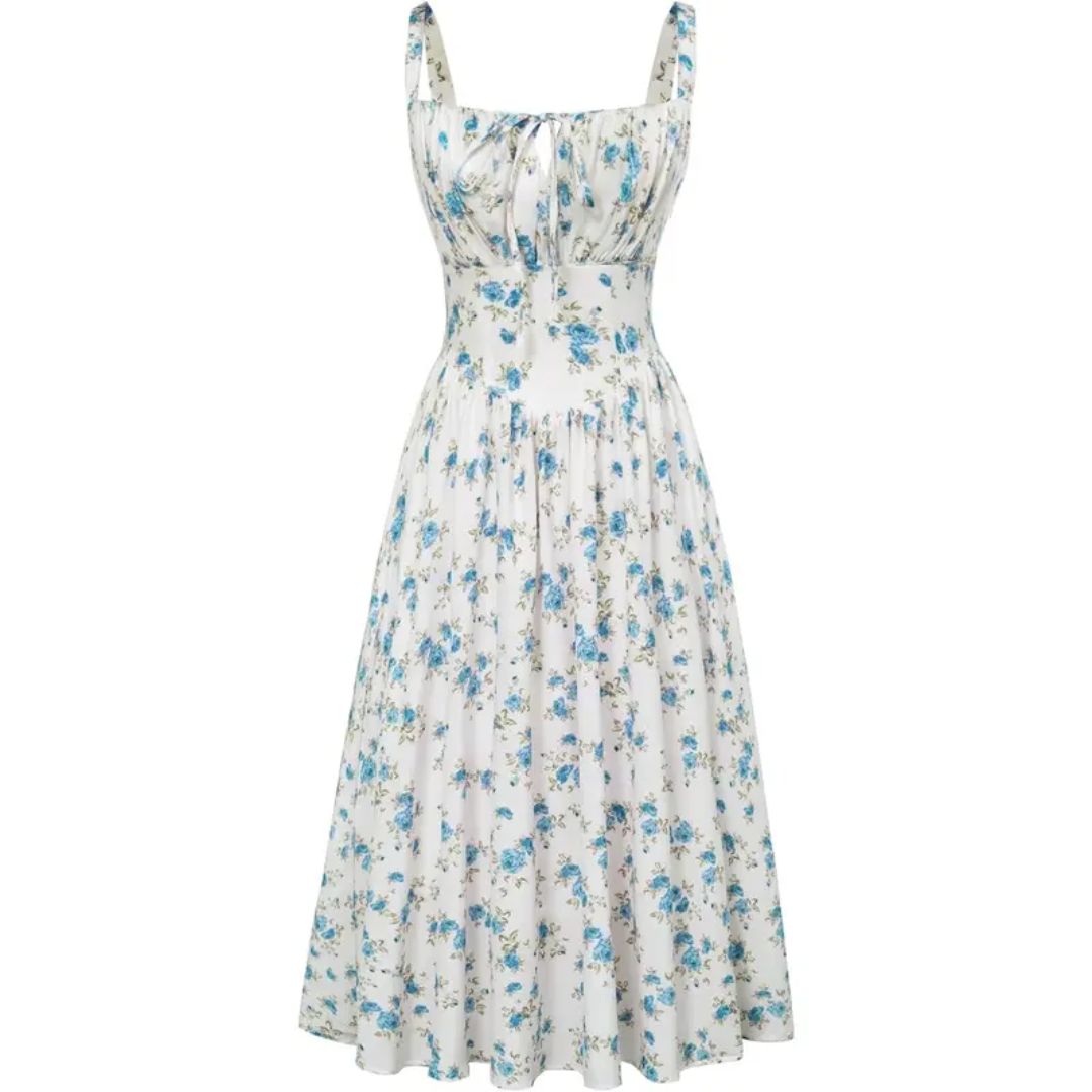 Maren™ | Bloemen print tie-waist midi jurk
