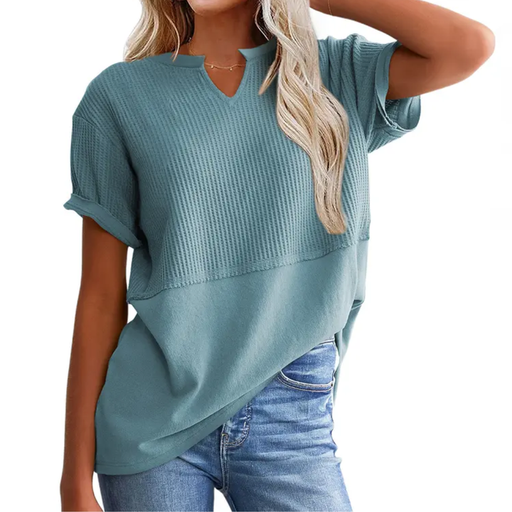 Gracie™ | Cozy waffle knit top met V-hals