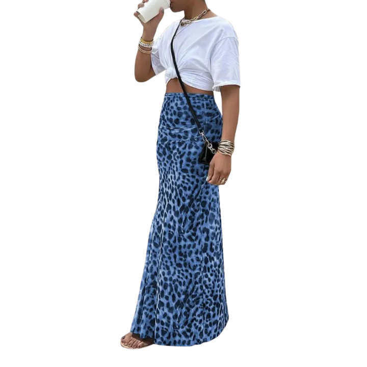 Thora™ | Wild leopard print fishtail midi rok