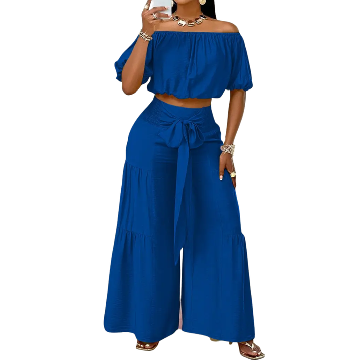 Hallie™ | Bow shoulderless wide-leg set