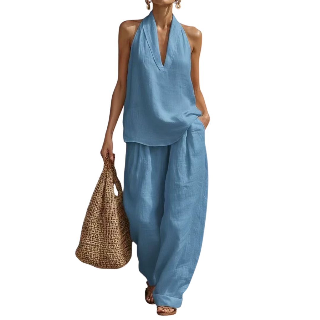 Yuri™ | Breezy halter wide-leg tweedelige set