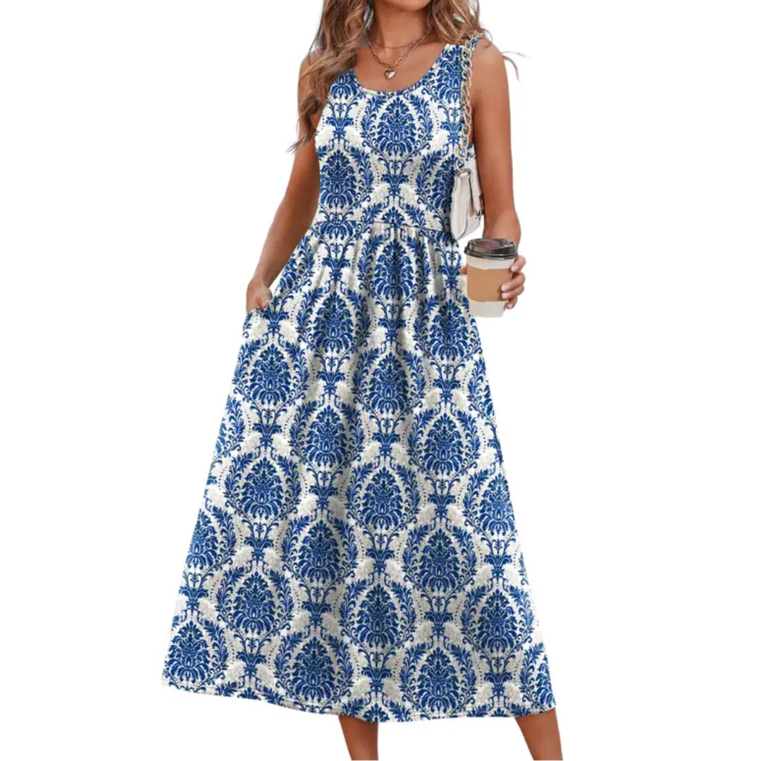 Temperance™ | Boho halter neck soepel vallende midi jurk