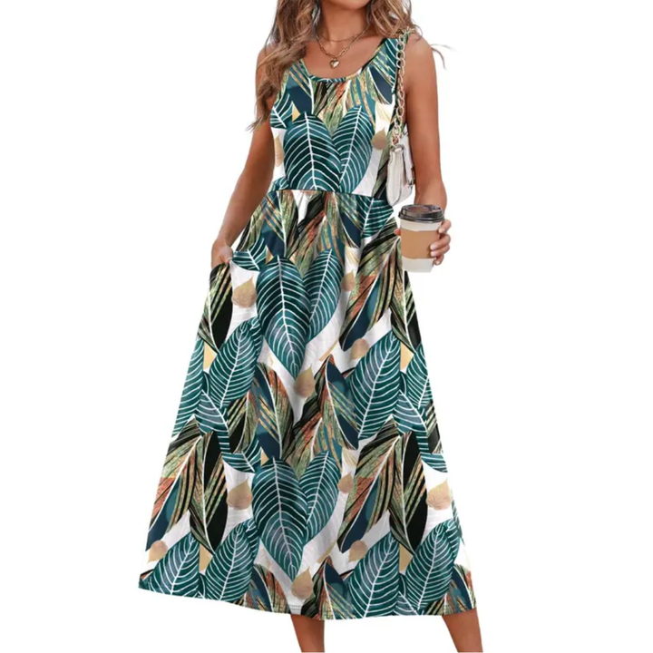Temperance™ | Boho halter neck soepel vallende midi jurk