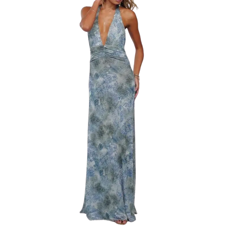Loralei™ | Bloemen halter backless maxi jurk
