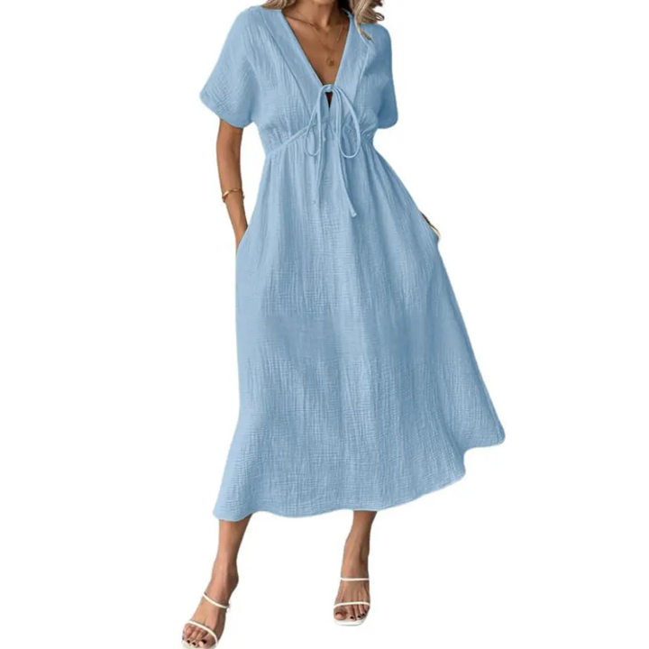 Breeanne™ | Relaxte maxi jurk met V-hals