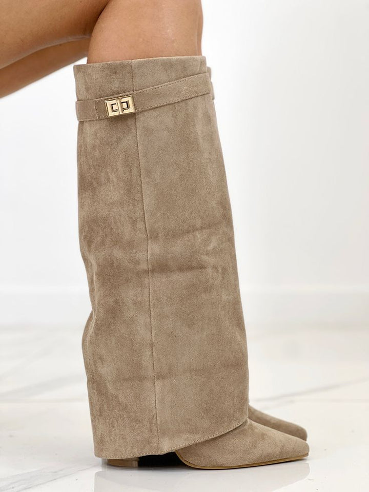 Arabella™ | Khaki suède laarzen