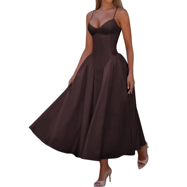 Genevre™ | Zonder mouwen waist-cinched maxi jurk