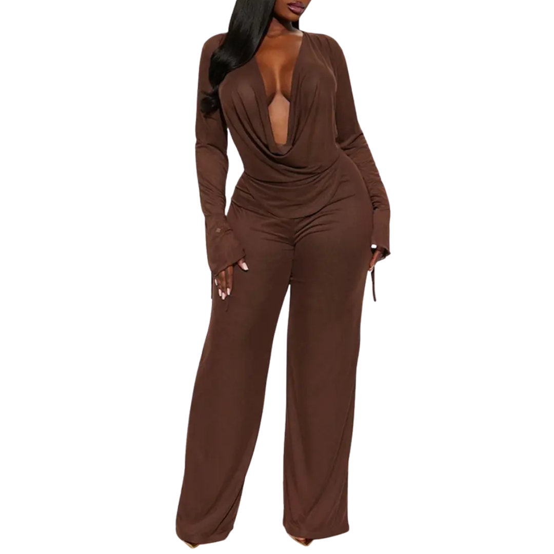 Roxella™ | Deep v ruffle bell-bottom set