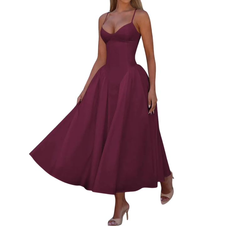 Genevre™ | Zonder mouwen waist-cinched maxi jurk