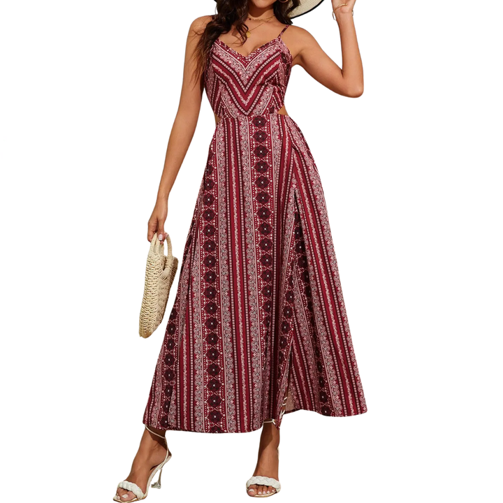 Zara™ | Boho print backless slit jurk