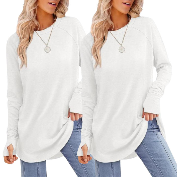 Zarita™ | Cozy lange mouwen tunic shirt with thumb hole