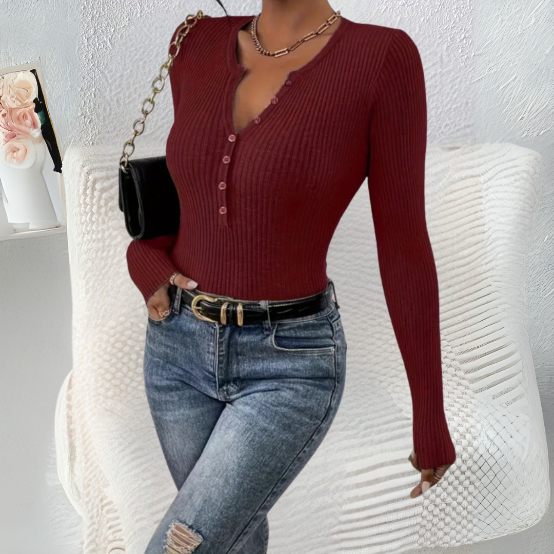 Estefania™ | Everyday button-front lange mouwen top