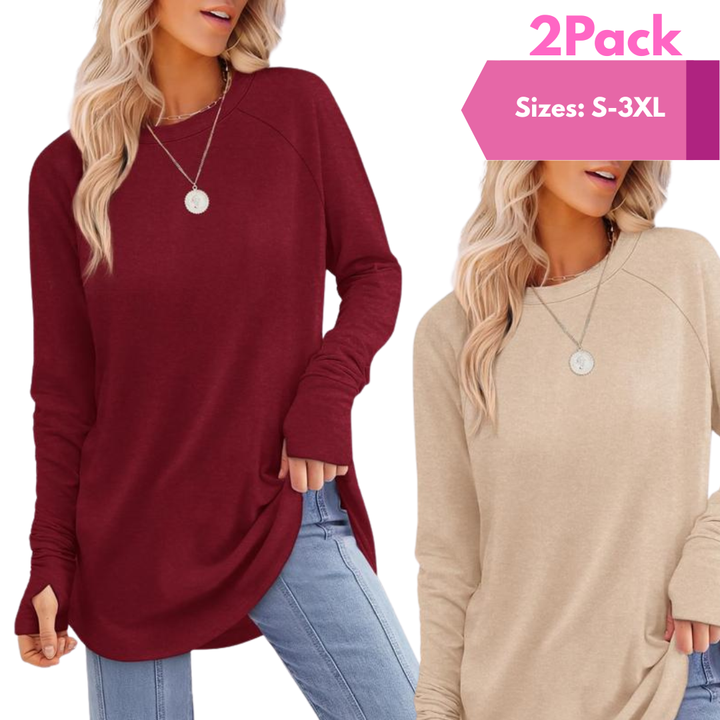 Zarita™ | Cozy lange mouwen tunic shirt with thumb hole