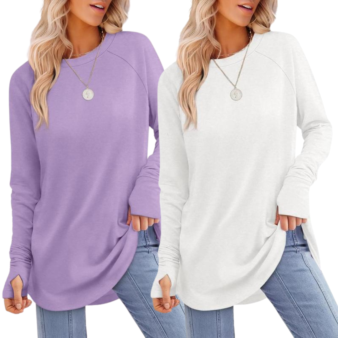 Zarita™ | Cozy lange mouwen tunic shirt with thumb hole