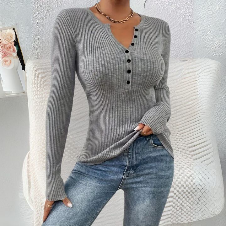 Estefania™ | Everyday button-front lange mouwen top