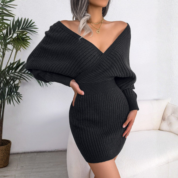 Clara™ | Chique wrapped V-hals lange mouwen bodycon mini jurk