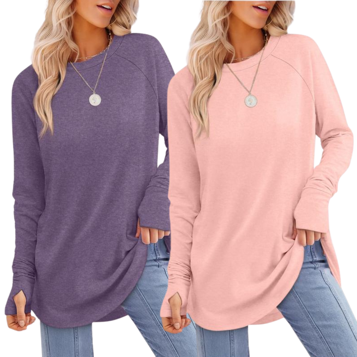 Zarita™ | Cozy lange mouwen tunic shirt with thumb hole