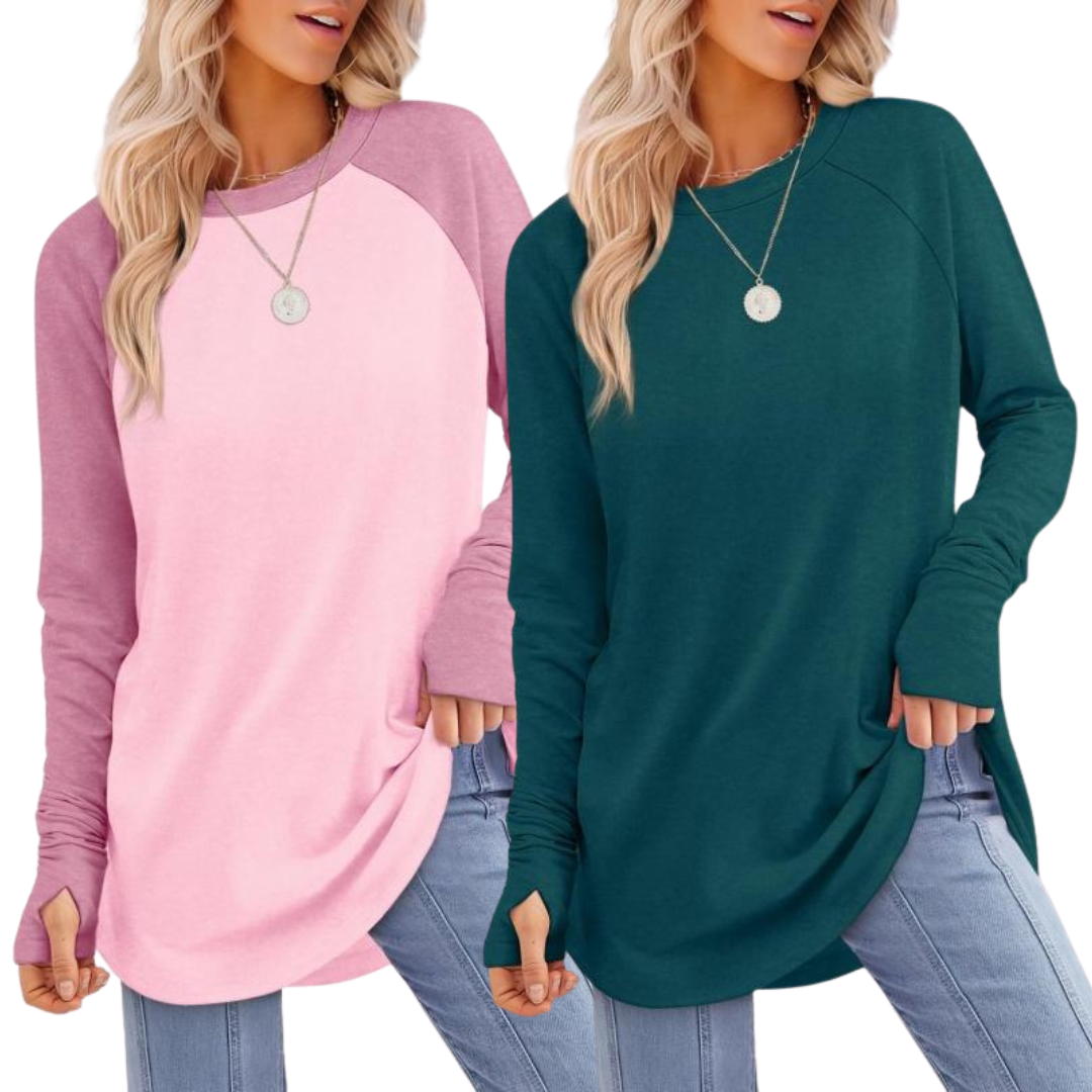 Zarita™ | Cozy lange mouwen tunic shirt with thumb hole