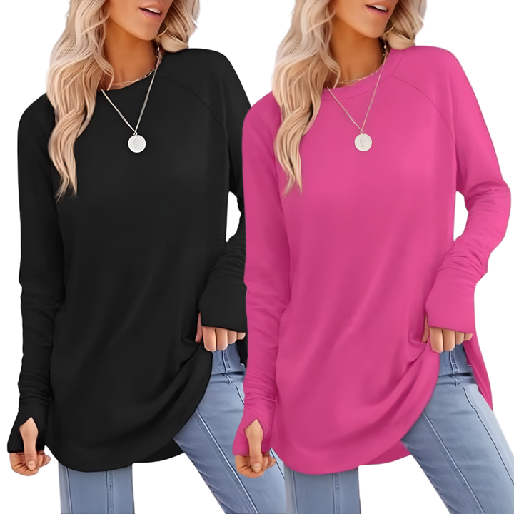 Zarita™ | Cozy lange mouwen tunic shirt with thumb hole