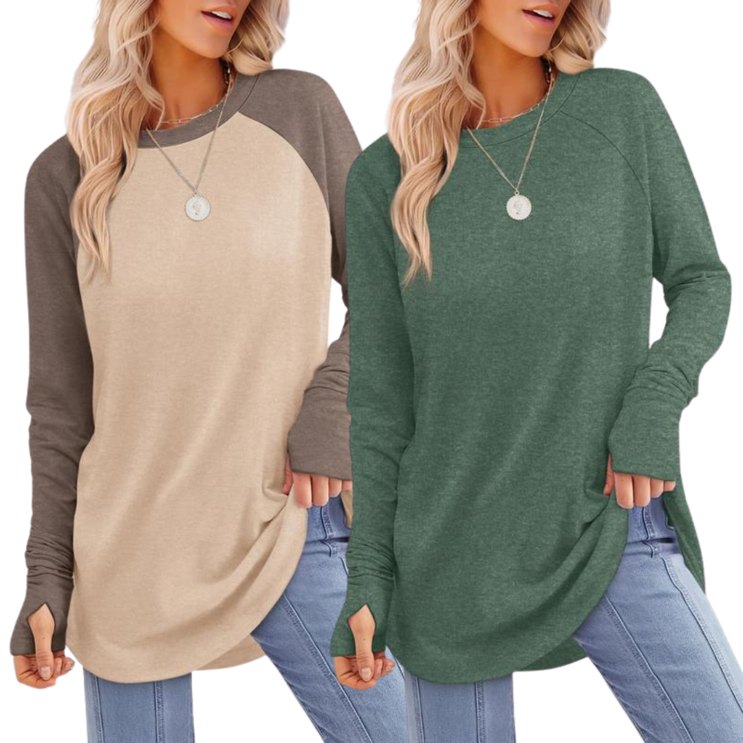 Zarita™ | Cozy lange mouwen tunic shirt with thumb hole