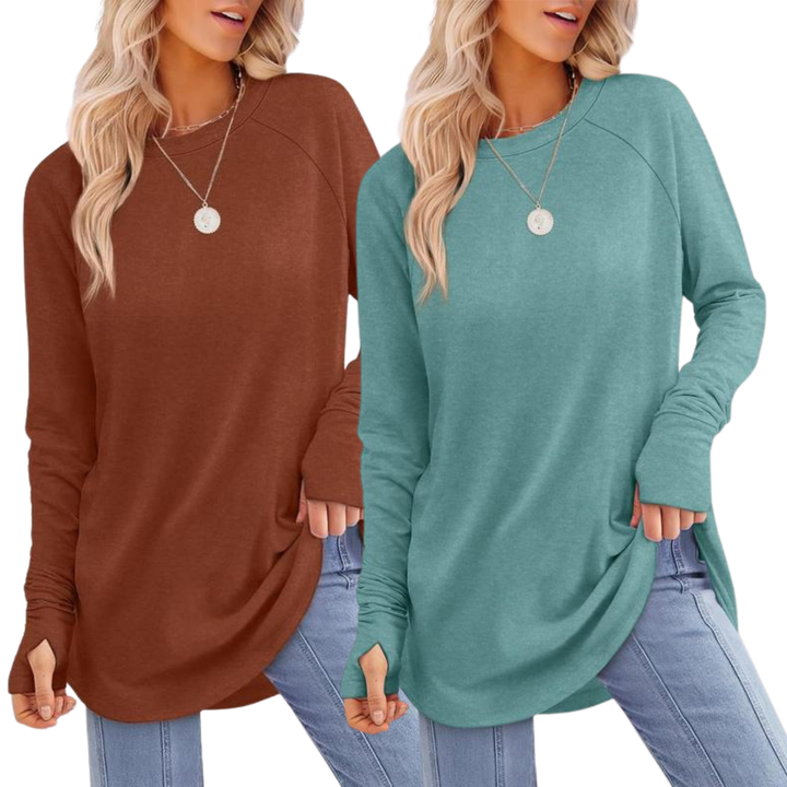 Zarita™ | Cozy lange mouwen tunic shirt with thumb hole