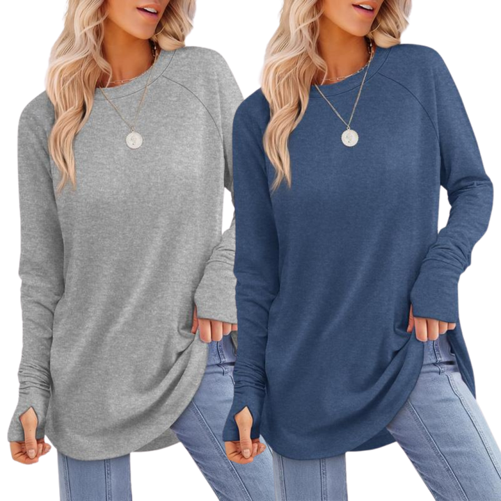 Zarita™ | Cozy lange mouwen tunic shirt with thumb hole
