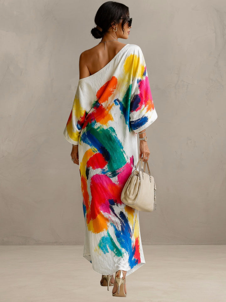 Valenza | Artistieke one-shoulder maxi jurk