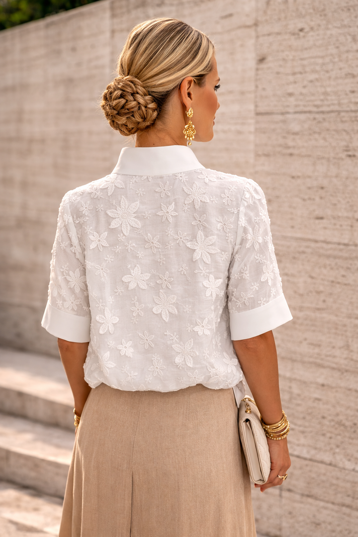 Rita | Embroidered high-neck blouse