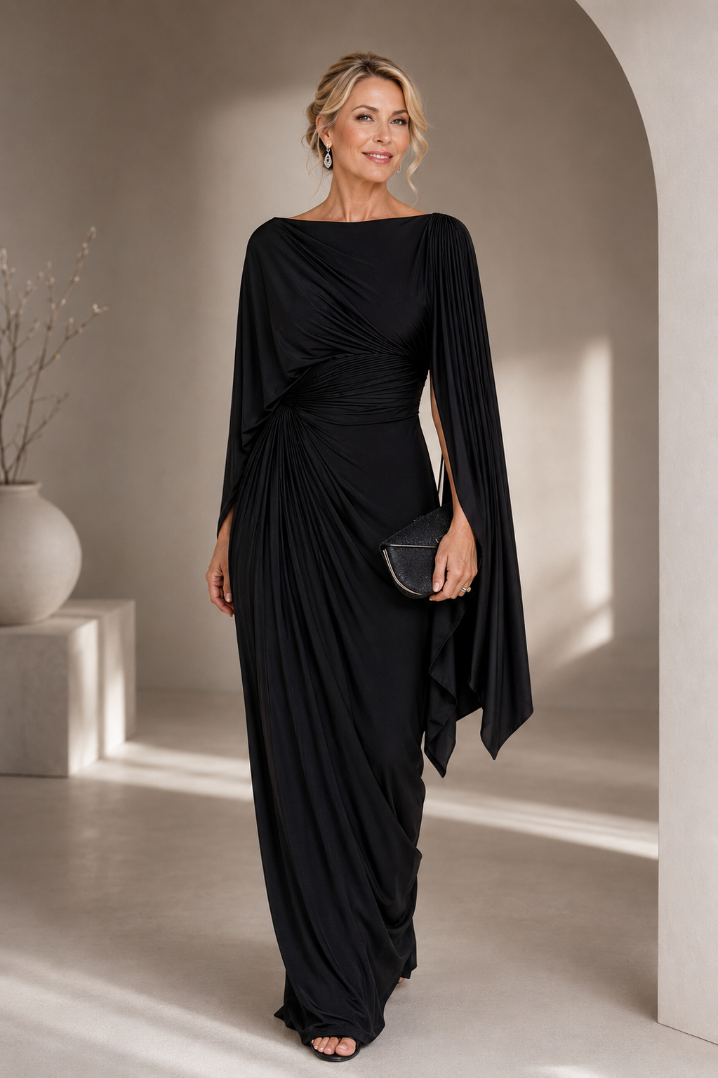 Lyssa | Geplooide gedrapeerde maxi jurk
