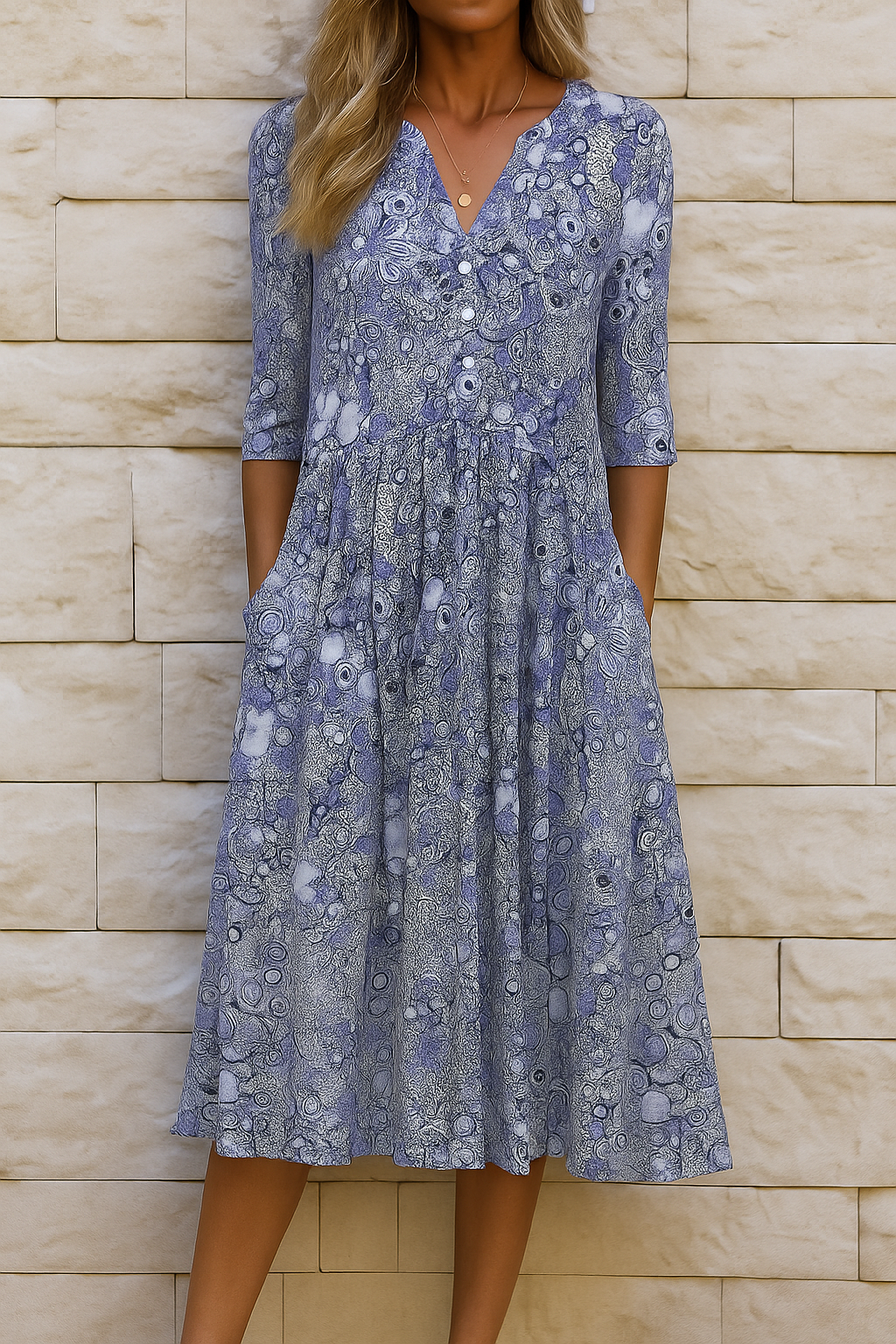 Romi | Elegante midi jurk met print