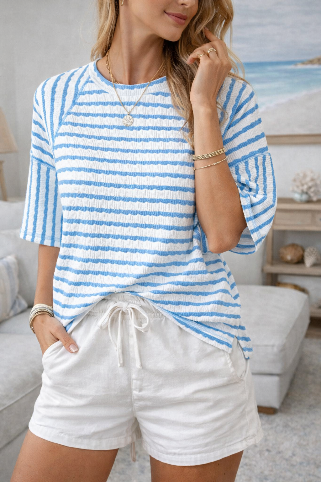 Cindy | Relaxte coastal stripe t-shirt