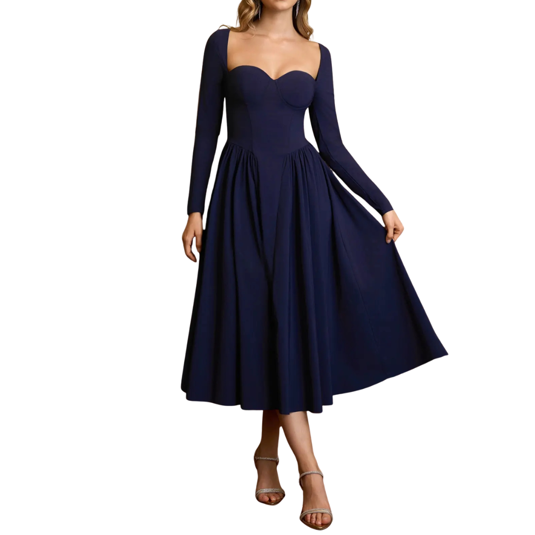 Nicolette™ | Sexy open-back pleated midi jurk