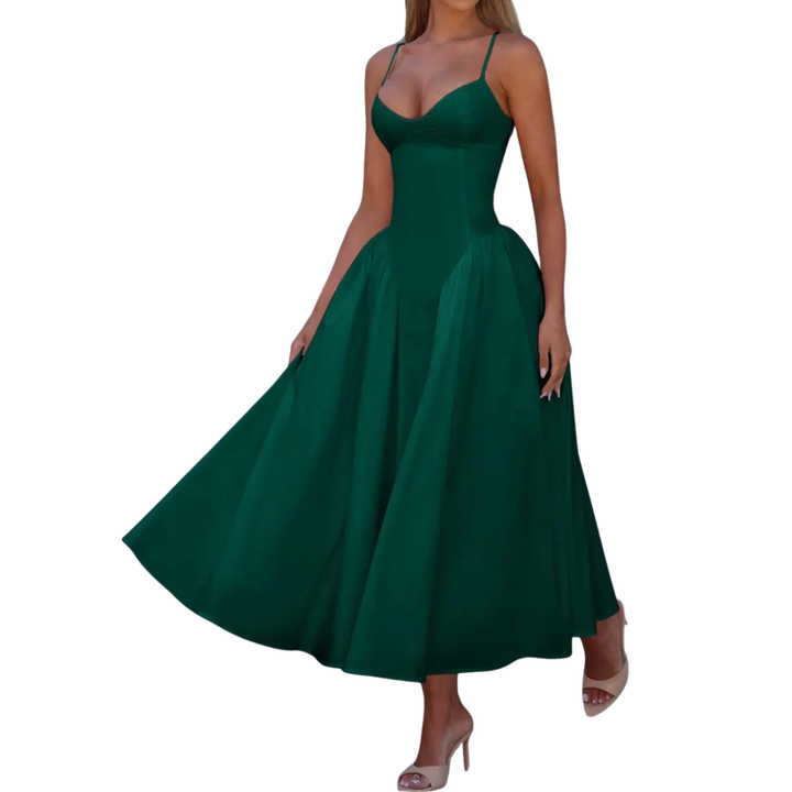 Genevre™ | Zonder mouwen waist-cinched maxi jurk