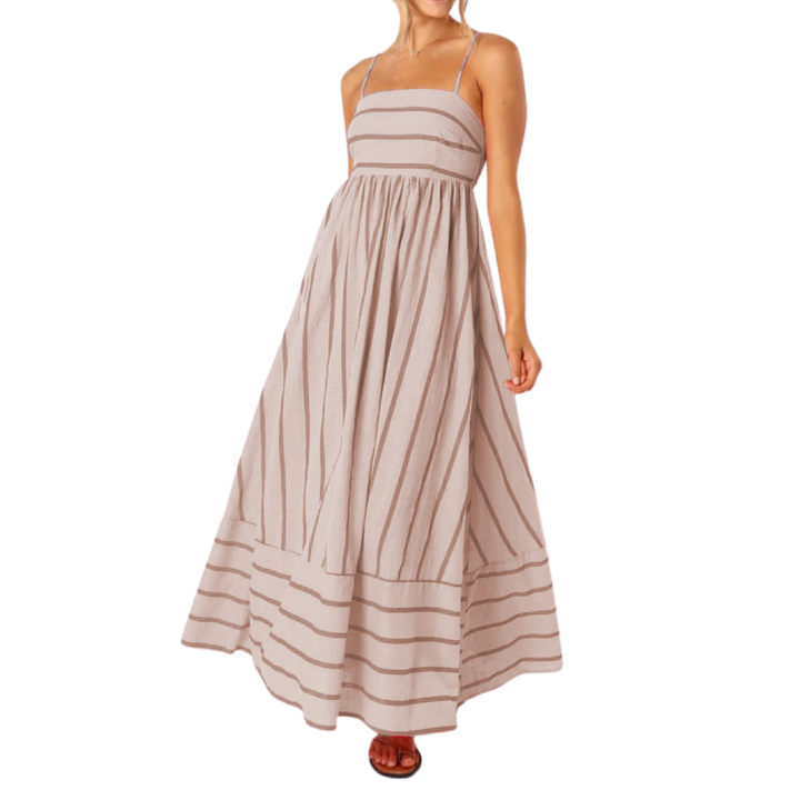 Lavelle™ | Gestreepte spaghetti strap swing maxi jurk