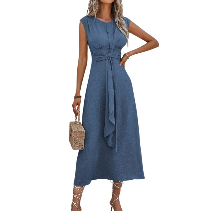 Miya™ | Stijlvolle waist-tie long zonder mouwen jurk
