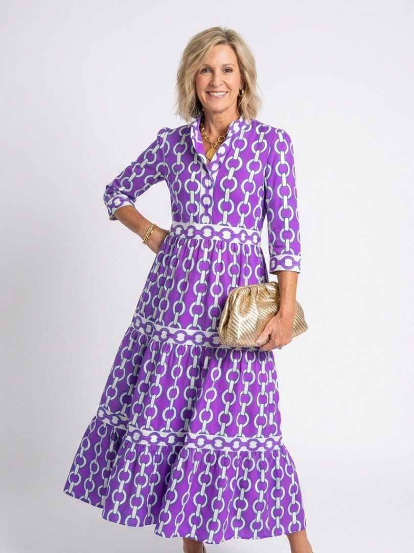 Carla | Chain pattern midi jurk
