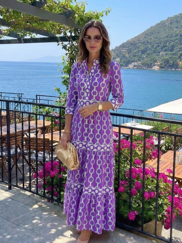 Carla | Chain pattern midi jurk