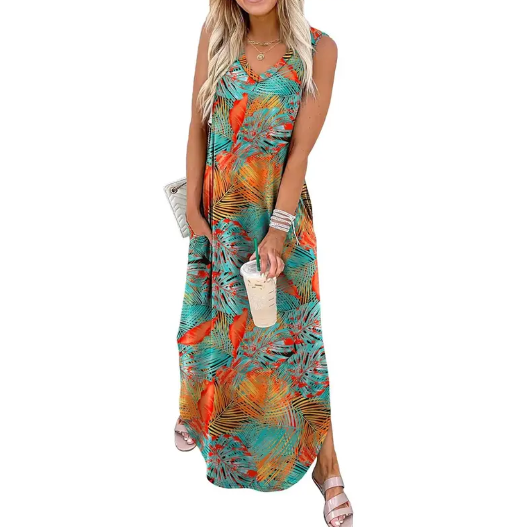 Solange™ | Breezy bloemen pocket maxi jurk