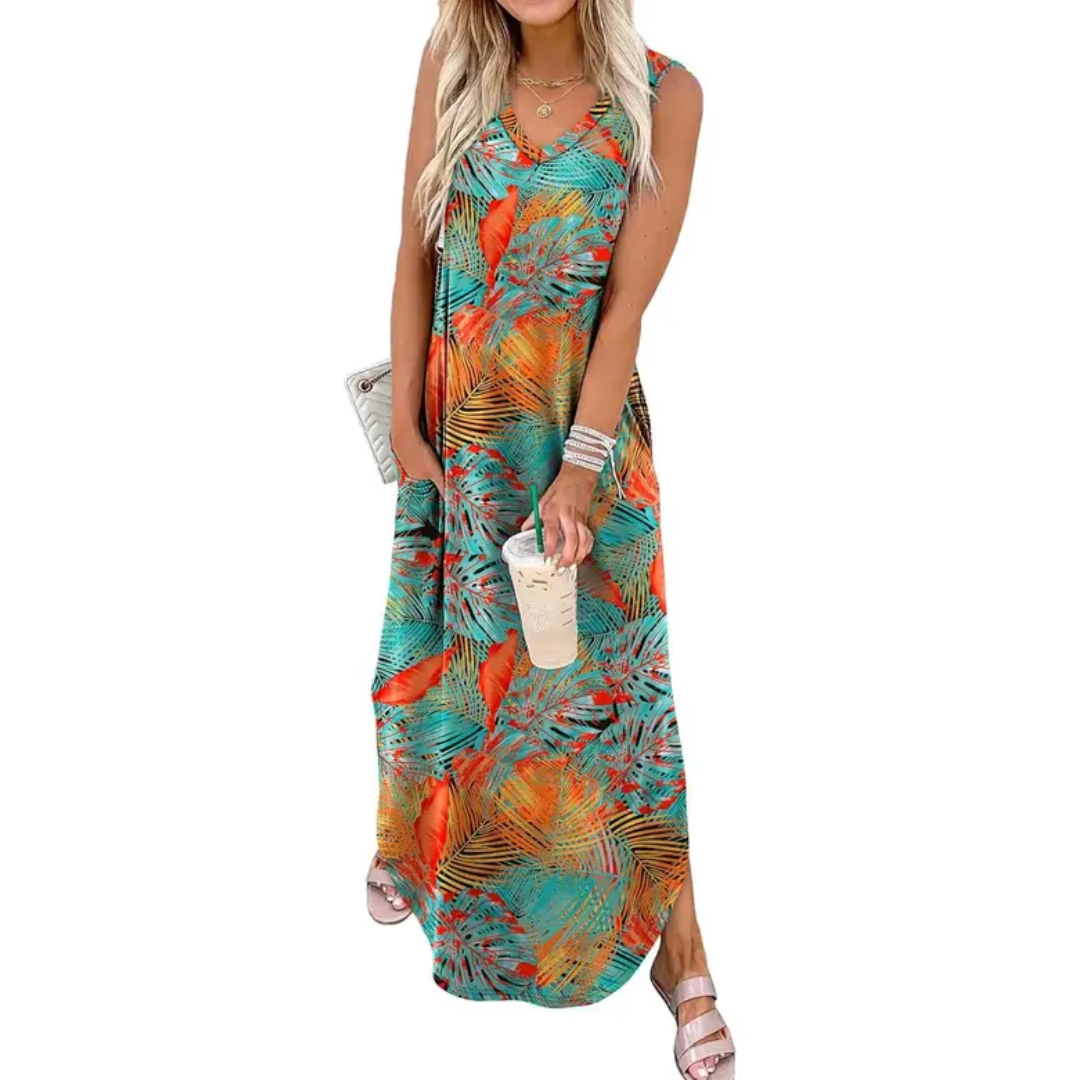 Caspienne™ | Breezy bloemen pocket maxi jurk